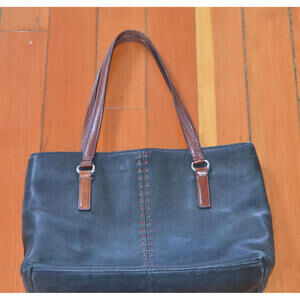 Vintage Fossil 1954 Brown Pebbled Leather 2 Handle Shoulder Bag Satchel 75082